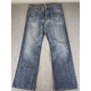 7 For All Mankind Jeans Mens Size 34 Blue Relaxed Straight Button Fly Denim